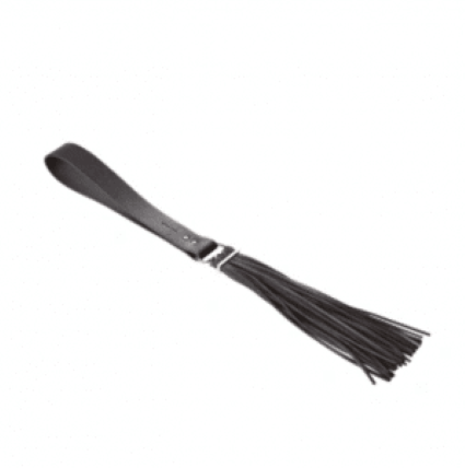 Látigo BDSM negro de cuero con tiras