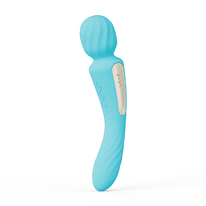 LELO SWITCH en color aqua, vibrador de doble punta con diseño ergonómico y mango largo